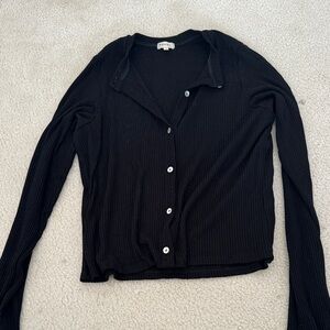 DONNI - Black Sweater Ribbed Cardigan